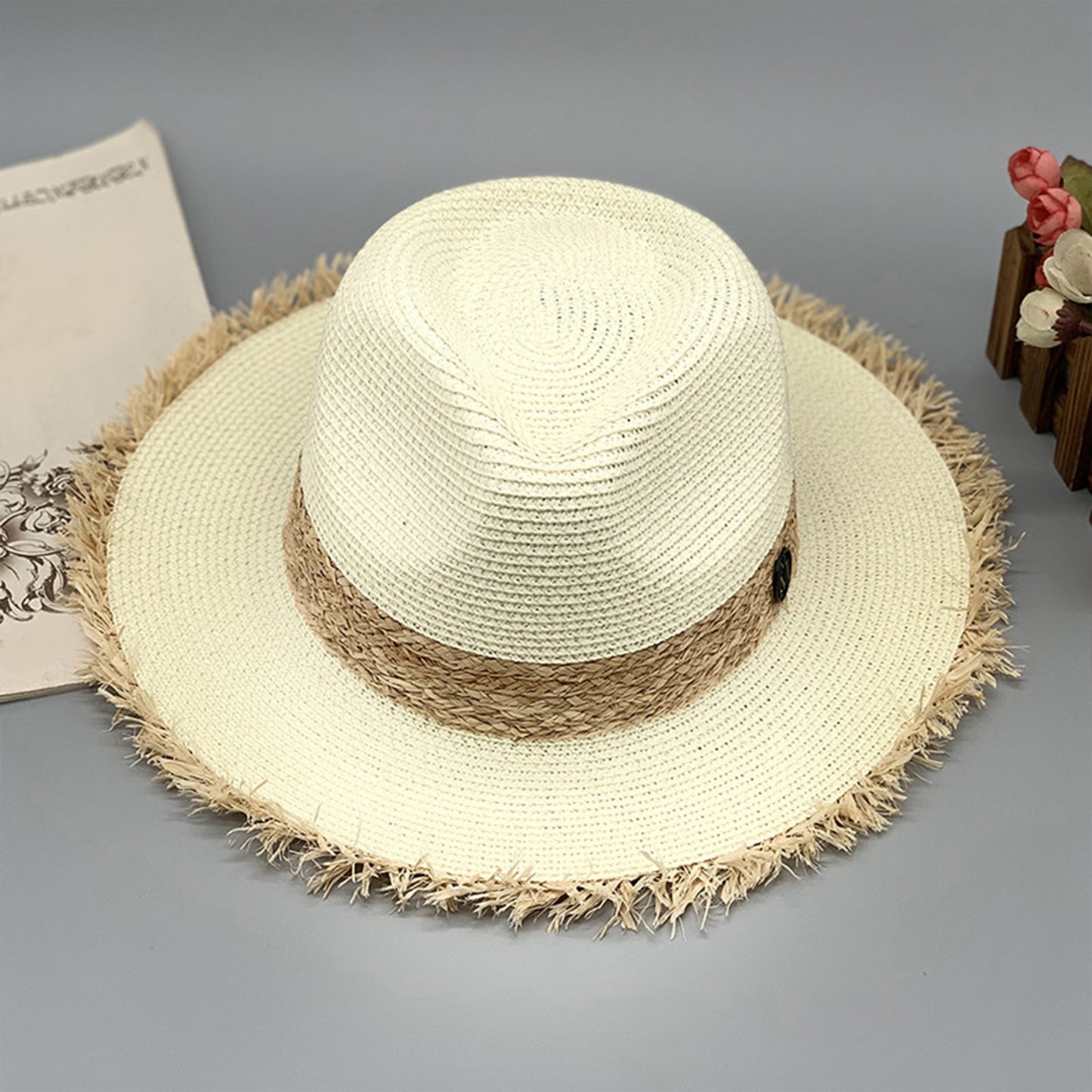 Raw Hem Raffia Hat-Teresa&#39;s Fashionista LLC