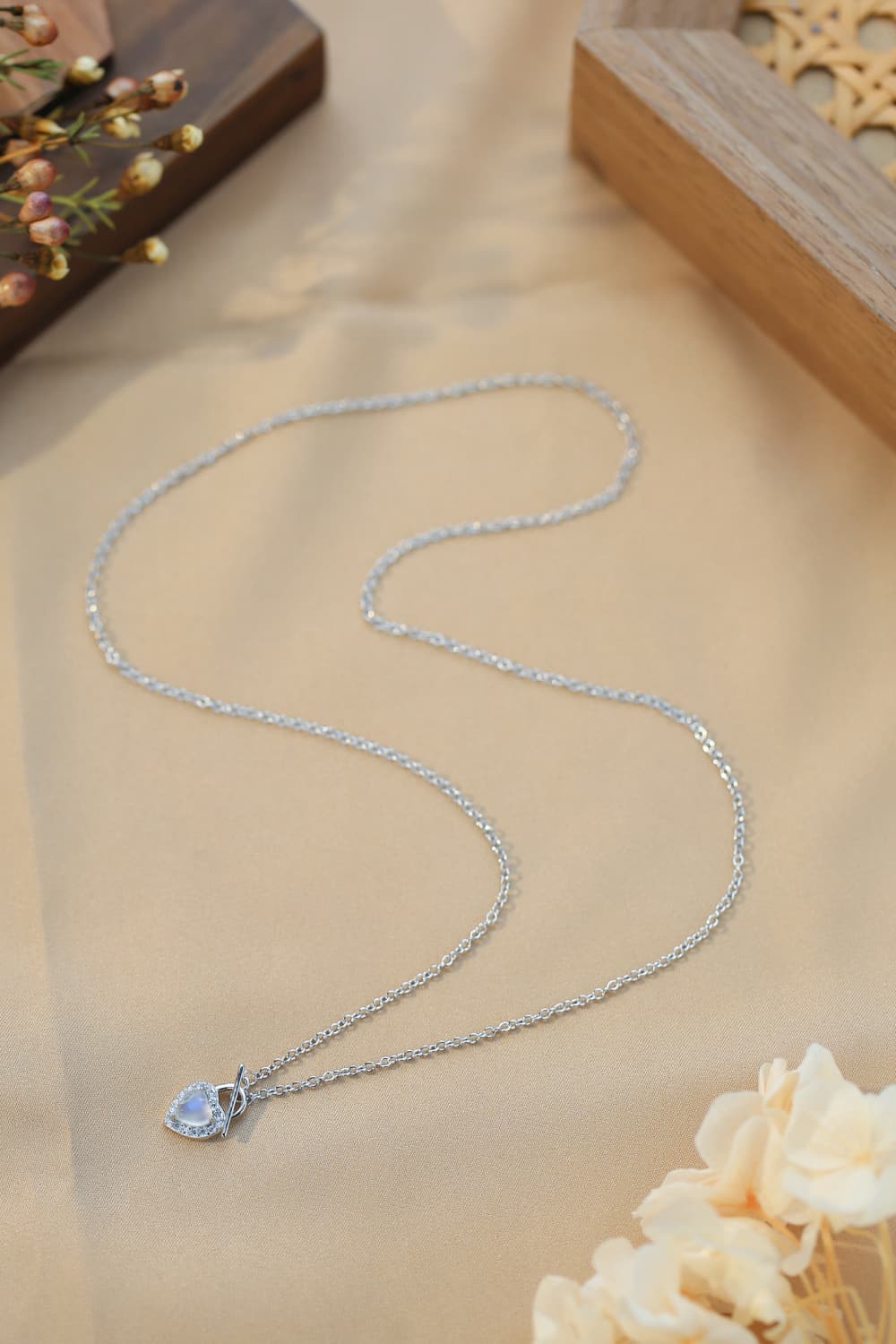 Moonstone Heart Lock Pendant Necklace-Teresa&#39;s Fashionista LLC