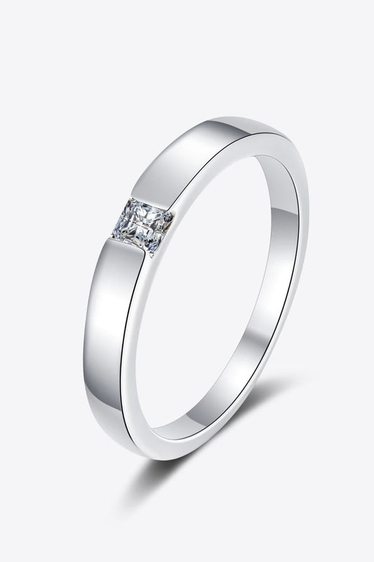 Inlaid Moissanite Rhodium-Plated Ring-Teresa&#39;s Fashionista LLC