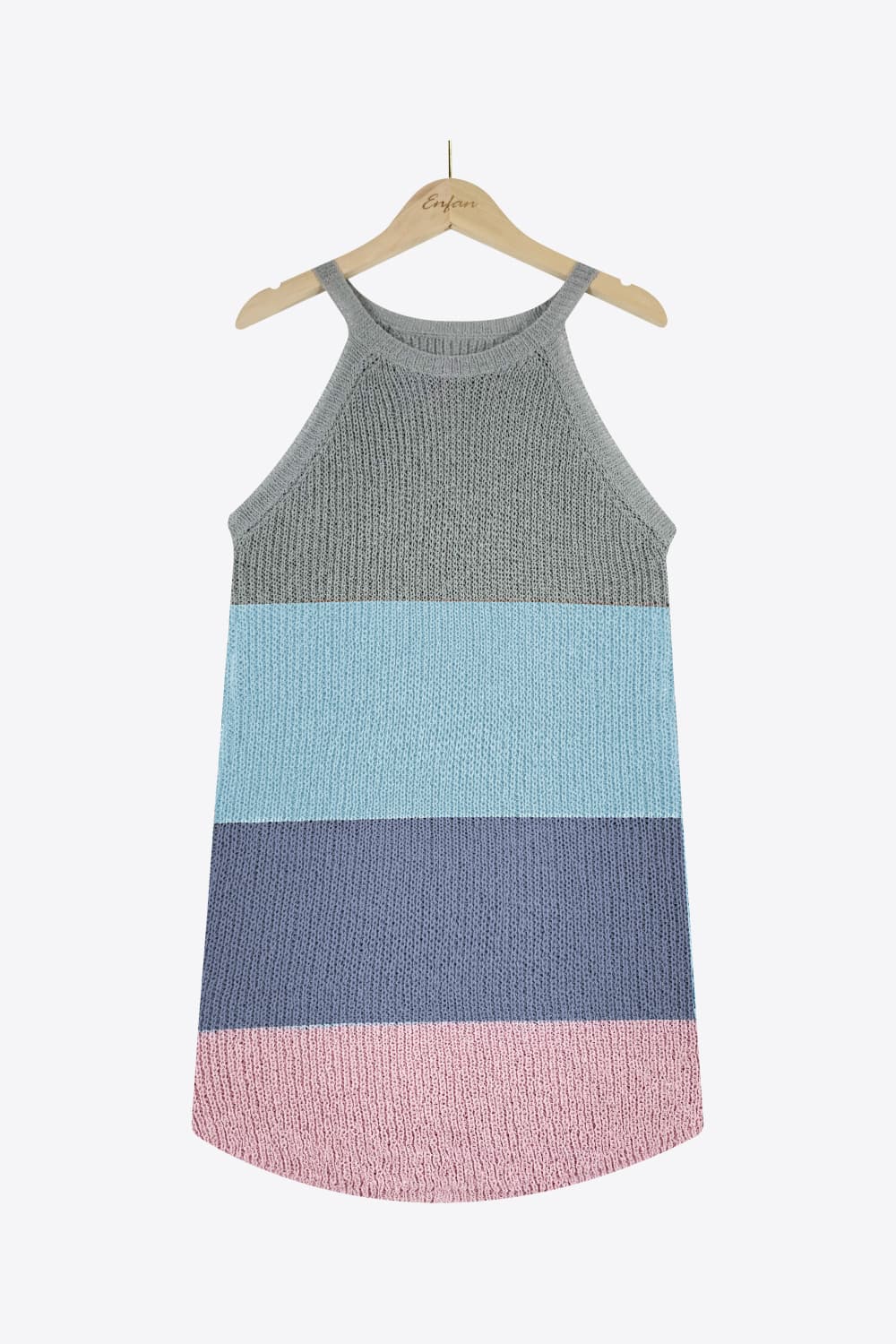 Color Block Round Neck Sleeveless Knit Top-Teresa&#39;s Fashionista LLC