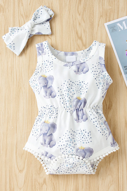 Baby Girl Elephant Print Bodysuit-Teresa&#39;s Fashionista LLC