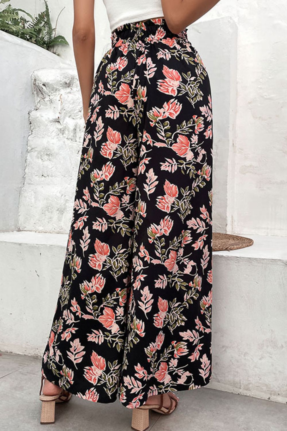 Floral Pull-On Wide Leg Pants-Teresa&#39;s Fashionista LLC