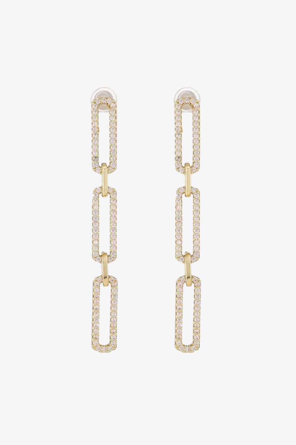 Rhinestone Chunky Chain Drop Earrings-Teresa&#39;s Fashionista LLC