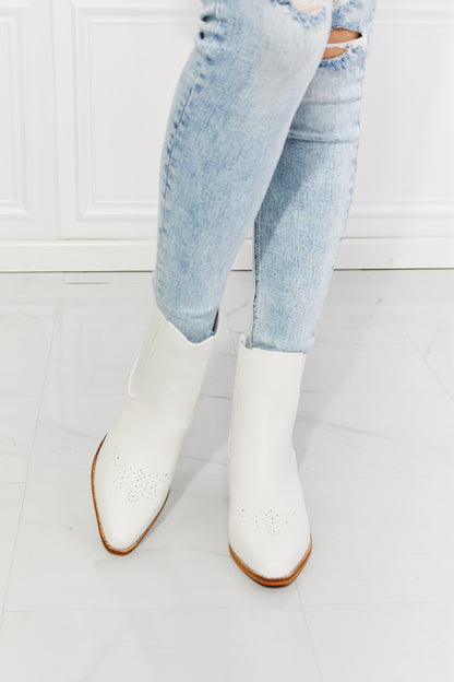 MMShoes Love the Journey Stacked Heel Chelsea Boot in White-Teresa&#39;s Fashionista LLC