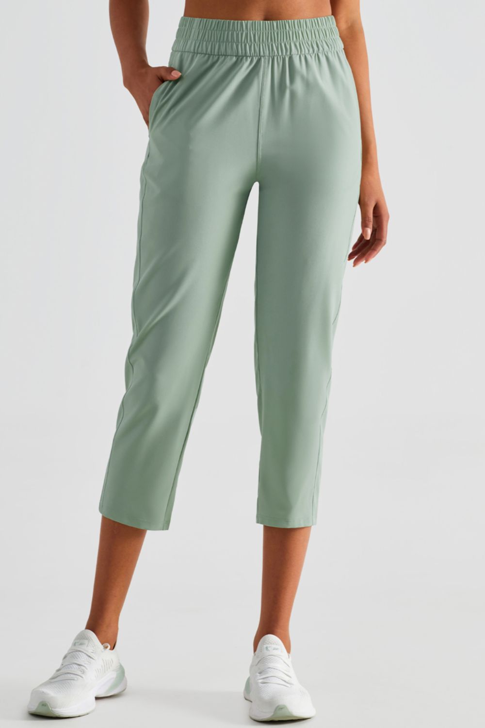 Elastic Waist Cropped Sports Pants-Teresa&#39;s Fashionista LLC