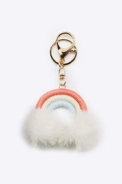 Assorted 4-Pack Rainbow Pom Pom Keychain-Teresa&#39;s Fashionista LLC