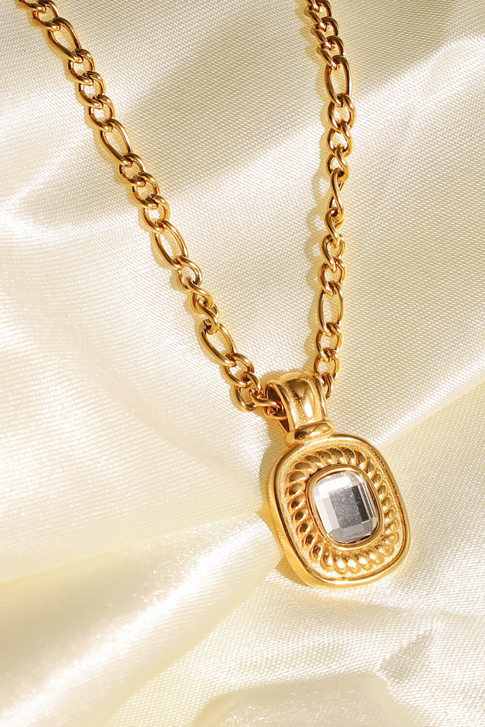 18K Gold Plated Inlaid Rhinestone Pendant Necklace-Teresa&#39;s Fashionista LLC