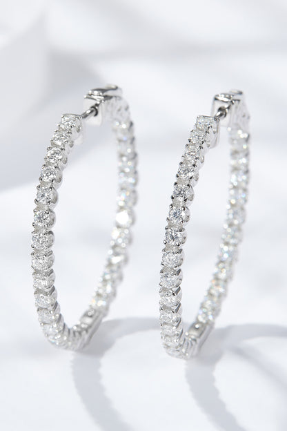 Platinum-Plated Moissanite Huggie Earrings-Teresa&#39;s Fashionista LLC