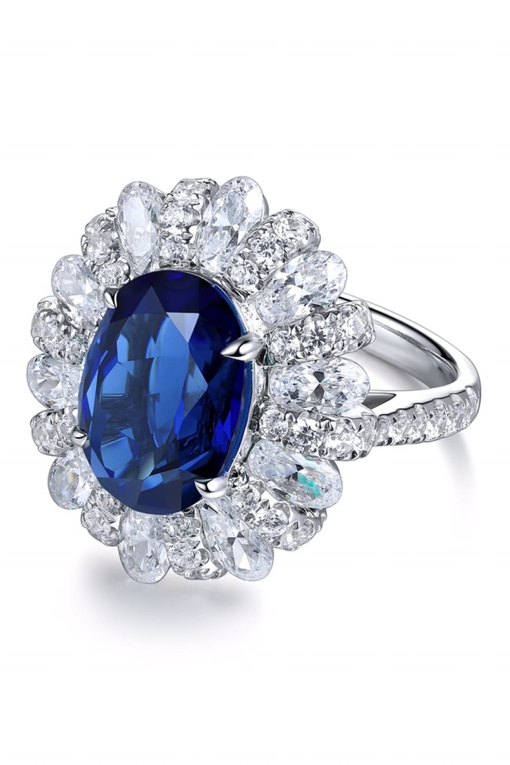 5 Carat Lab-Grown Sapphire Flower Shape Ring-Teresa&#39;s Fashionista LLC