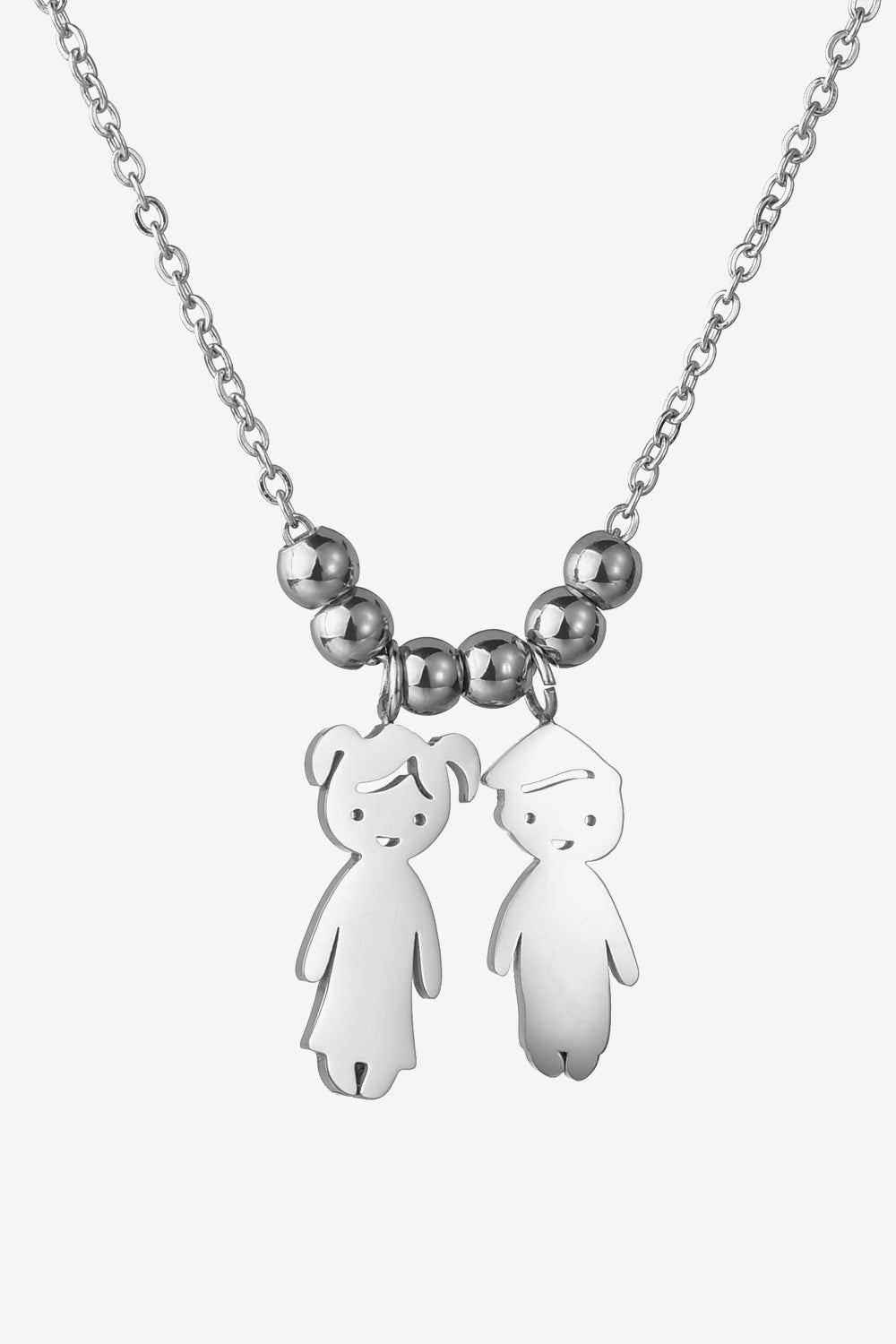 Boy and Girl Pendant Stainless Steel Necklace-Teresa&#39;s Fashionista LLC