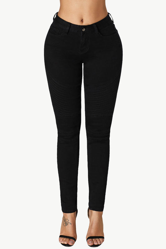 Mid-Rise Waist Skinny Pocketed Jeans-Teresa&#39;s Fashionista LLC