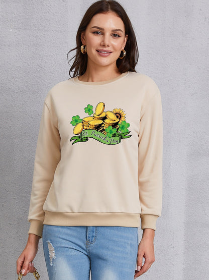 ST. PATRICK'S DAY Graphic Round Neck Sweatshirt-Teresa&#39;s Fashionista LLC