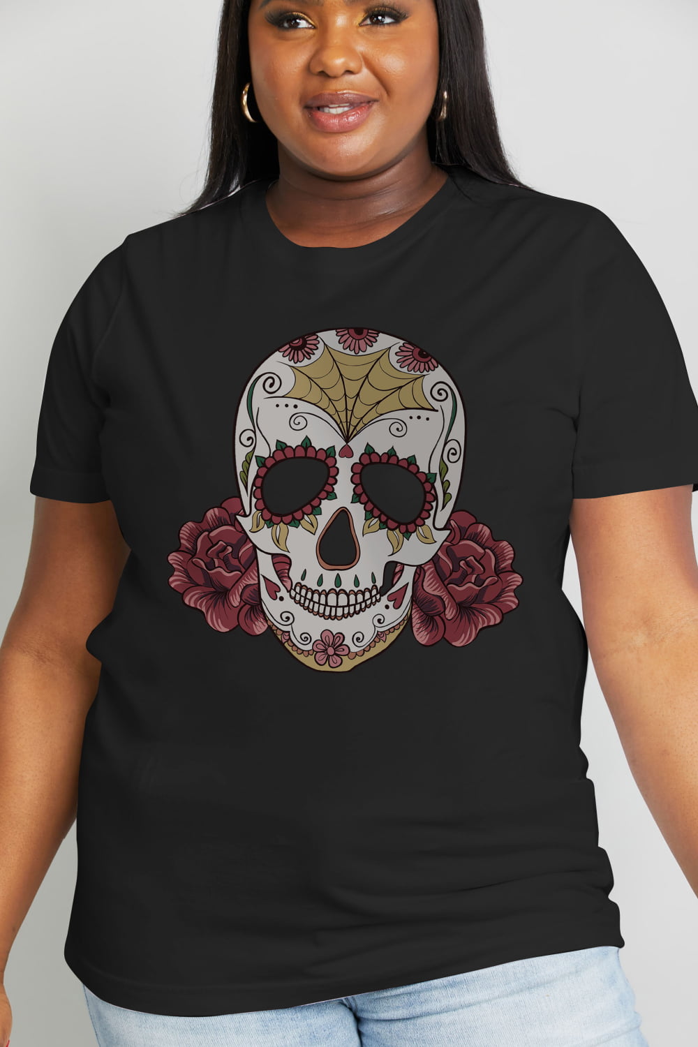 Simply Love Full Size Skull Graphic Cotton Tee-Teresa&#39;s Fashionista LLC