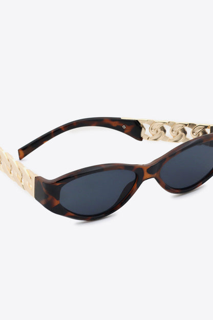 Chain Detail Temple Cat Eye Sunglasses-Teresa&#39;s Fashionista LLC