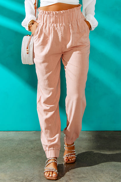 Paperbag Waist Joggers with Pockets-Teresa&#39;s Fashionista LLC