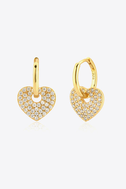 Zircon Heart Drop Huggie Earrings-Teresa&#39;s Fashionista LLC