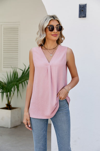 V-Neck Tunic Tank Top-Teresa&#39;s Fashionista LLC