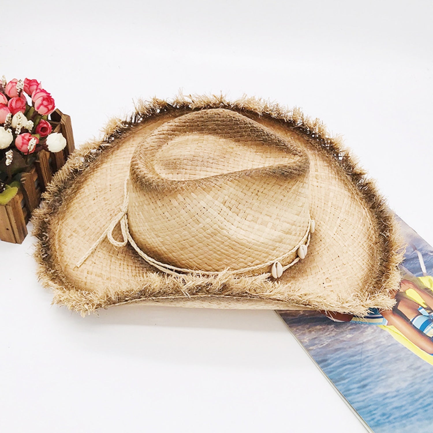 Raw Hem Wide Brim Raffia Hat-Teresa&#39;s Fashionista LLC