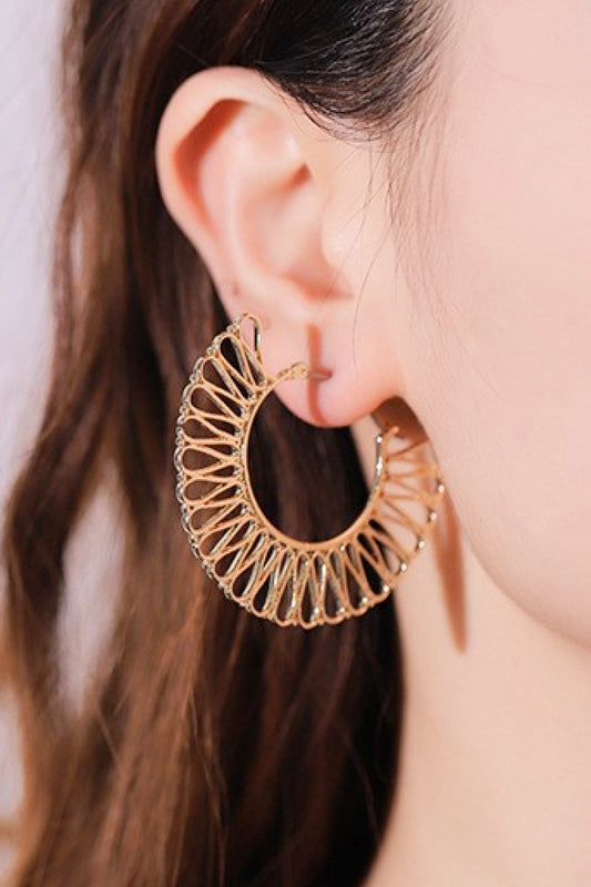 5-Pair Wholesale 18K Gold-Plated Cutout Earrings-Teresa&#39;s Fashionista LLC