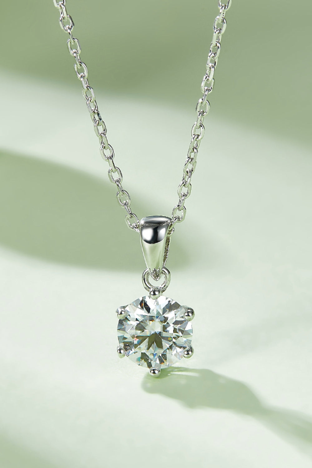 1 Carat Moissanite 925 Sterling Silver Necklace-Teresa&#39;s Fashionista LLC