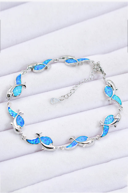 Opal Dolphin 925 Sterling Silver Bracelet-Teresa&#39;s Fashionista LLC