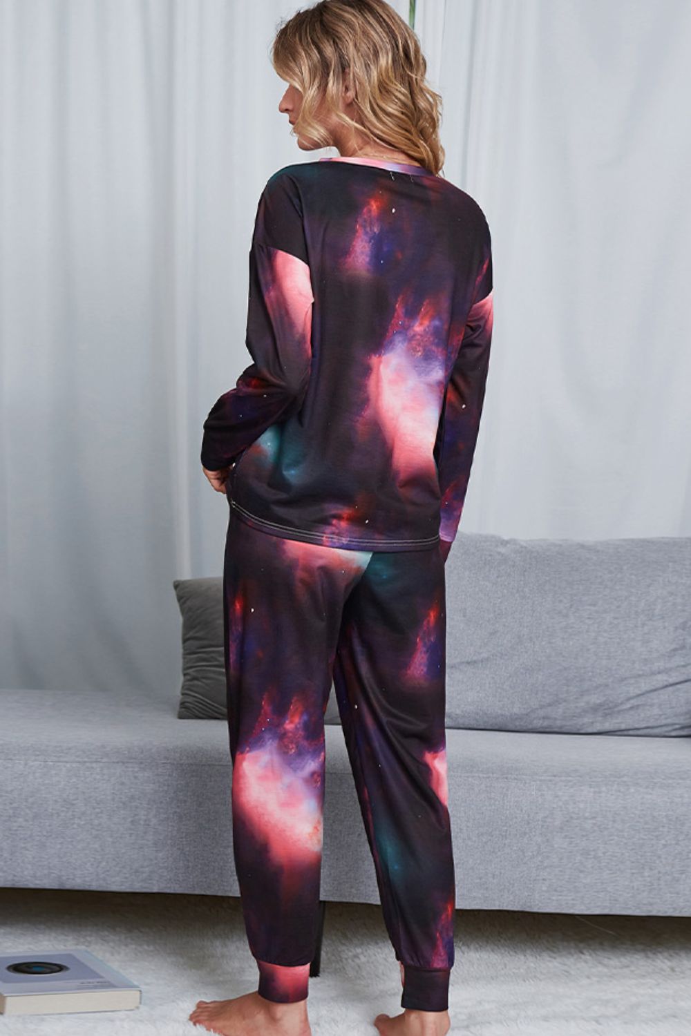 Tie-Dye Crewneck Top and Drawstring Waist Joggers Lounge Set-Teresa&#39;s Fashionista LLC