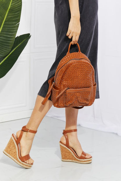 SHOMICO Certainly Chic Faux Leather Woven Backpack-Teresa&#39;s Fashionista LLC