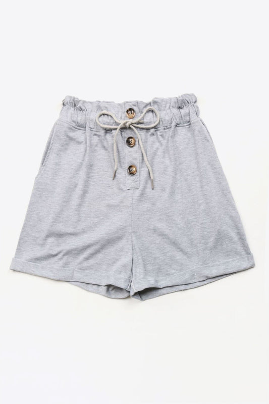 Buttoned Drawstring Waist Cuffed Shorts-Teresa&#39;s Fashionista LLC