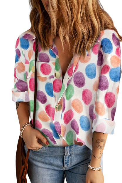 Printed Button Front Long Sleeve Shirt-Teresa&#39;s Fashionista LLC