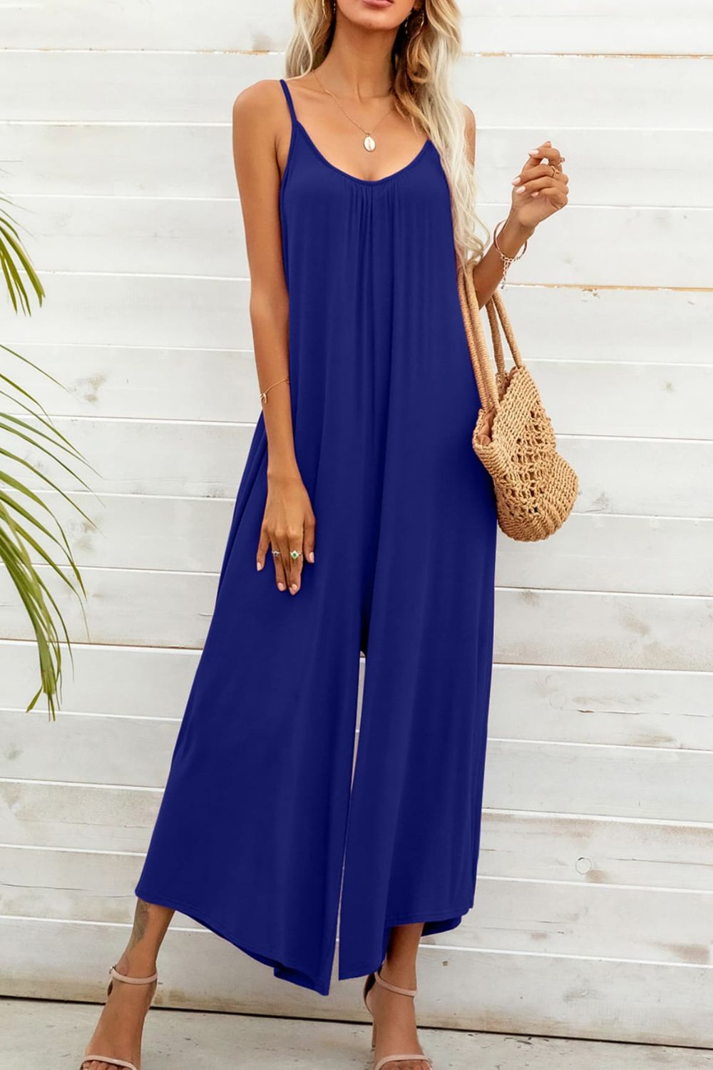 Spaghetti Strap Scoop Neck Jumpsuit-Teresa&#39;s Fashionista LLC