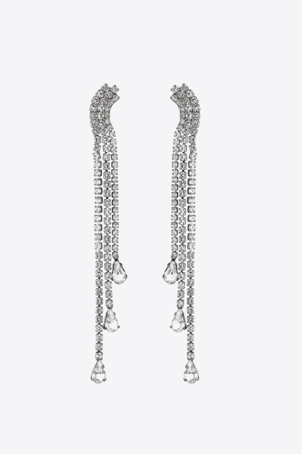 Glass Stone Fringe Dangle Earrings-Teresa&#39;s Fashionista LLC