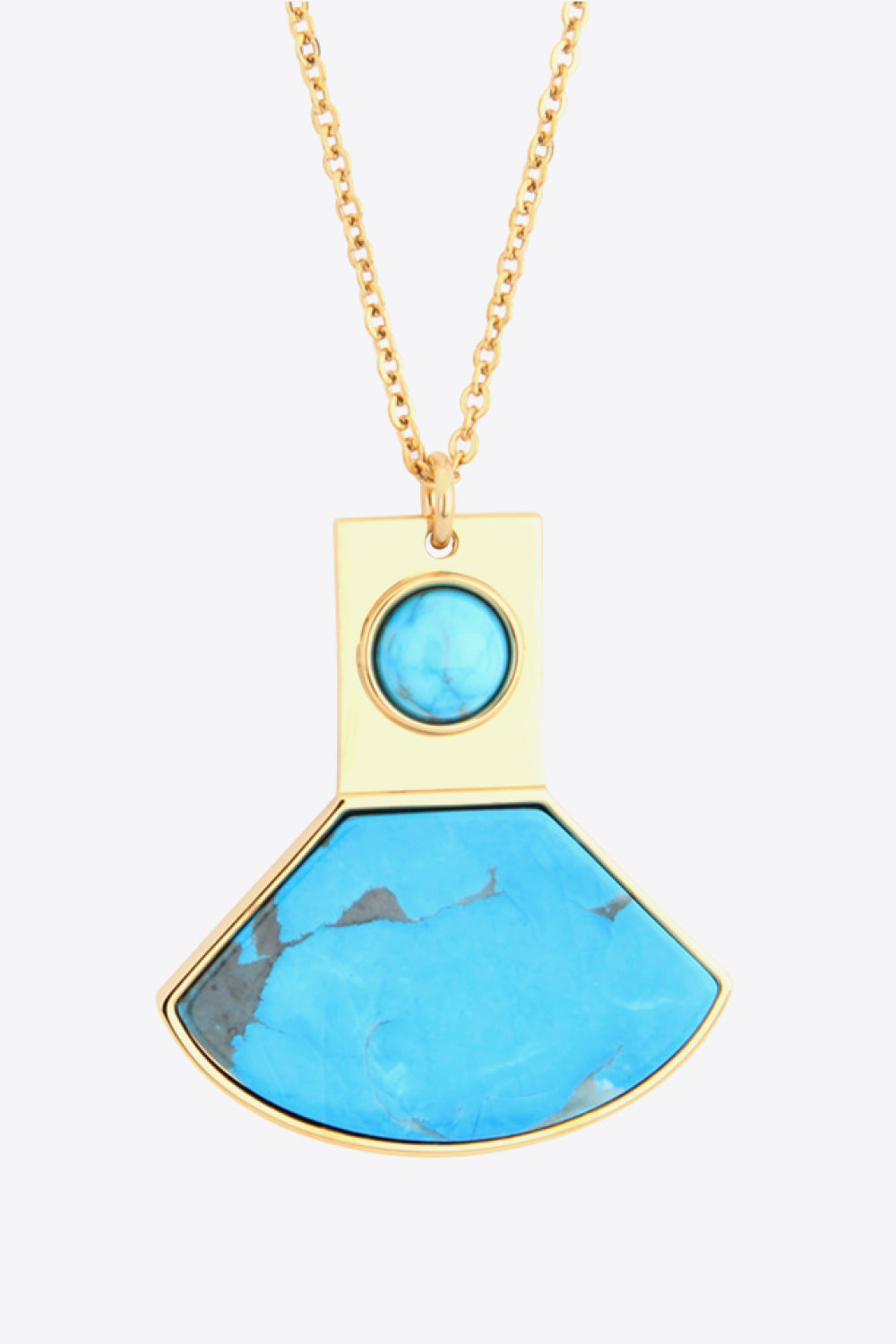 18K Gold Plated Turquoise Pendant Necklace-Teresa&#39;s Fashionista LLC