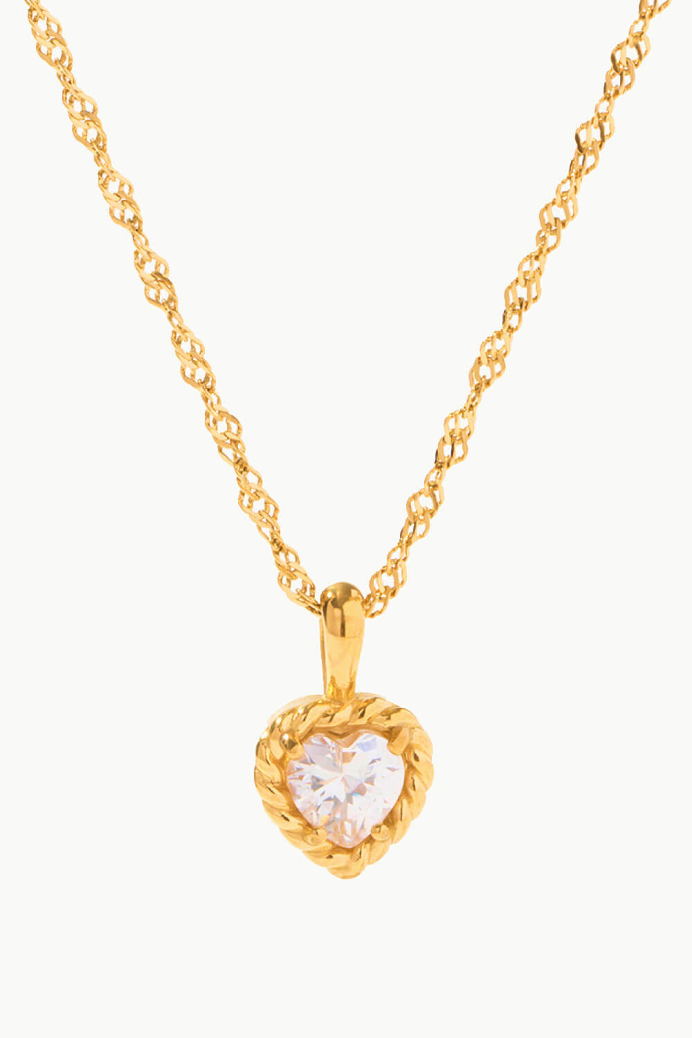 Inlaid Zircon Heart Pendant Necklace-Teresa&#39;s Fashionista LLC