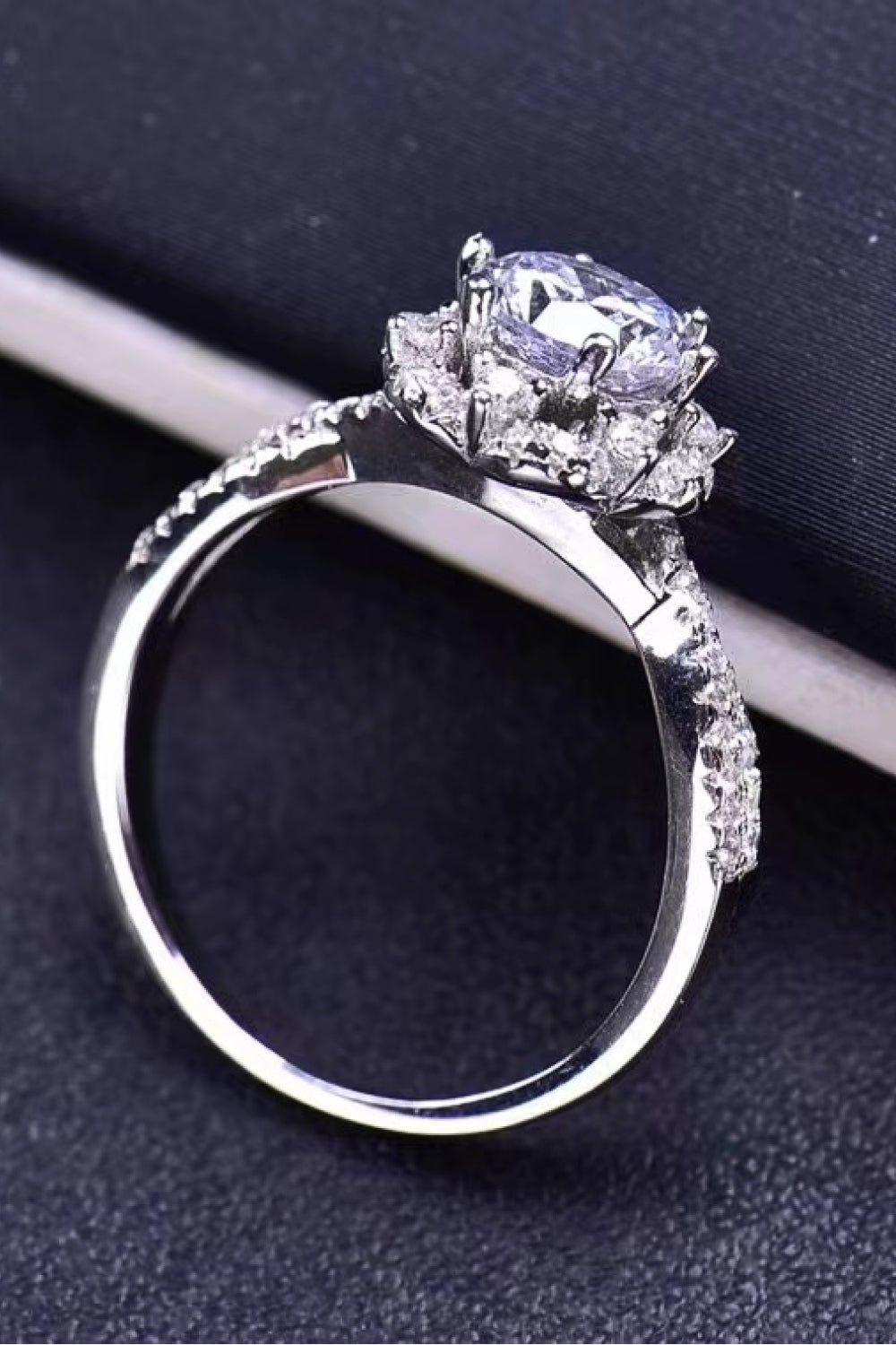 Platinum-Plated Six Prong 1 Carat Moissanite Ring-Teresa&#39;s Fashionista LLC