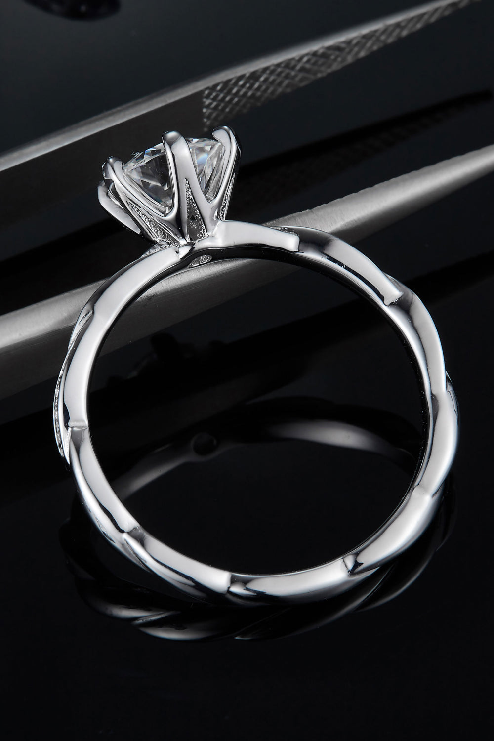 1 Carat Moissanite 925 Sterling Silver Ring-Teresa&#39;s Fashionista LLC