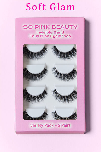 SO PINK BEAUTY Mink Eyelashes 5 Pairs-Teresa&#39;s Fashionista LLC