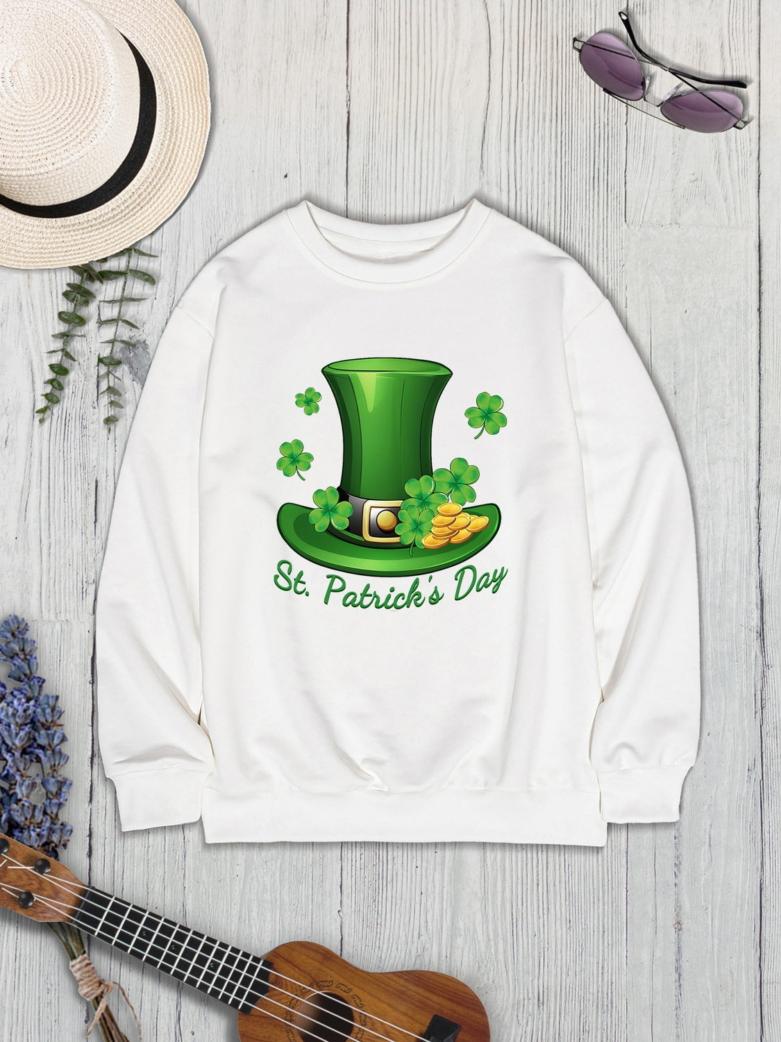 ST. PATRICK'S DAY Round Neck Dropped Shoulder Sweatshirt-Teresa&#39;s Fashionista LLC