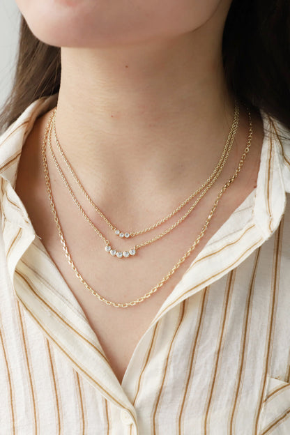 Zircon Chain-Link Necklace Three-Piece Set-Teresa&#39;s Fashionista LLC