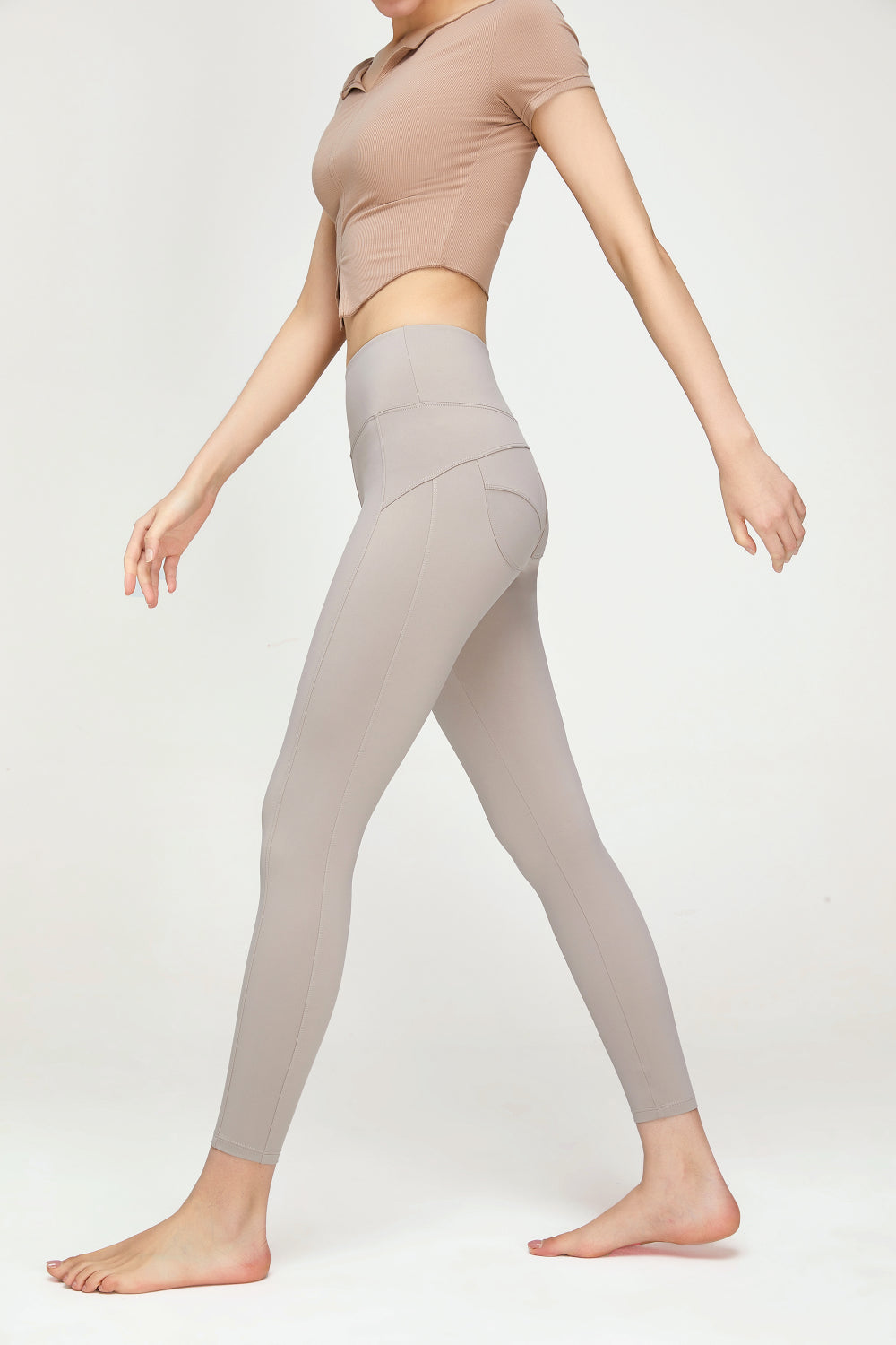 Seam Detail Wide Waistband Sports Leggings-Teresa&#39;s Fashionista LLC