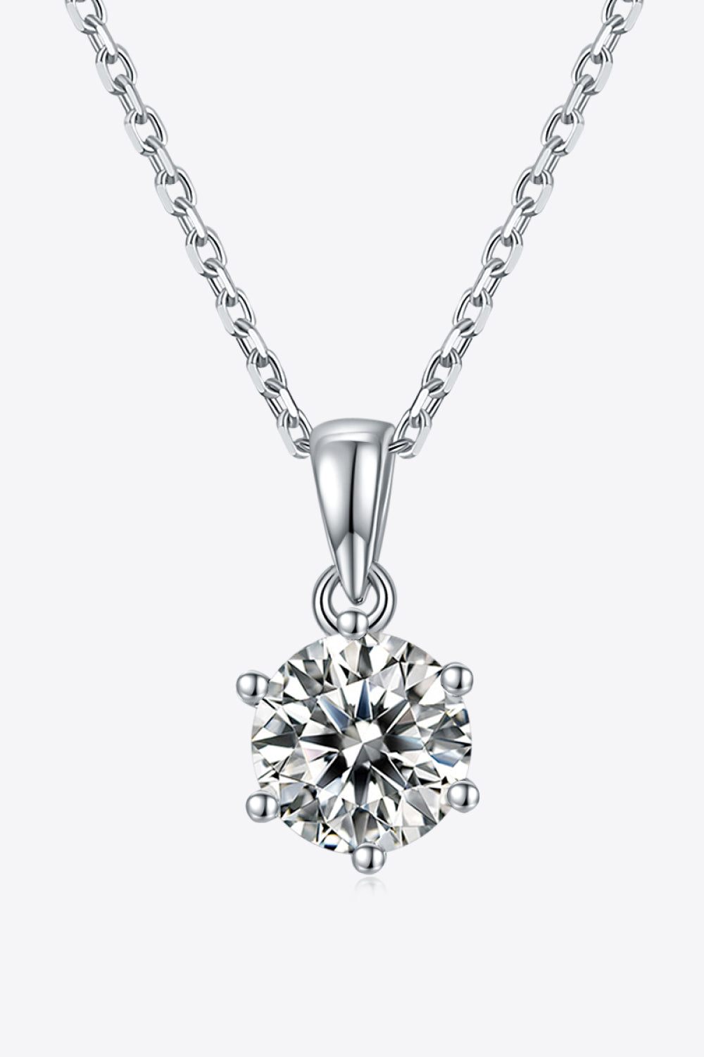 1 Carat Moissanite 925 Sterling Silver Necklace-Teresa&#39;s Fashionista LLC