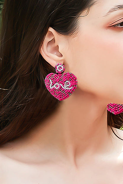 LOVE Beaded Heart Earrings-Teresa&#39;s Fashionista LLC