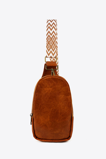 Random Pattern Adjustable Strap PU Leather Sling Bag-Teresa&#39;s Fashionista LLC