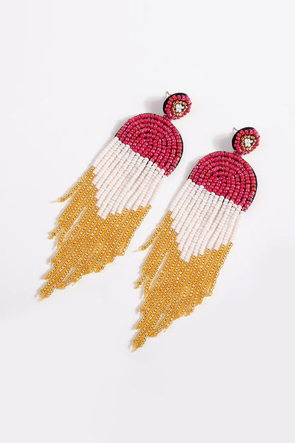 Beaded Fringe Dangle Earrings-Teresa&#39;s Fashionista LLC