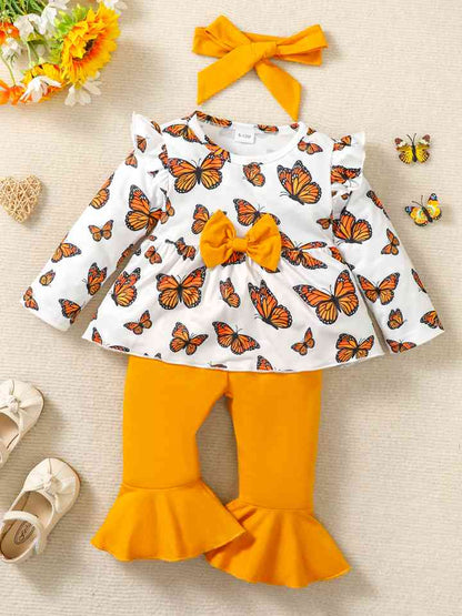 Butterfly Print Top and Pants Set-Teresa&#39;s Fashionista LLC