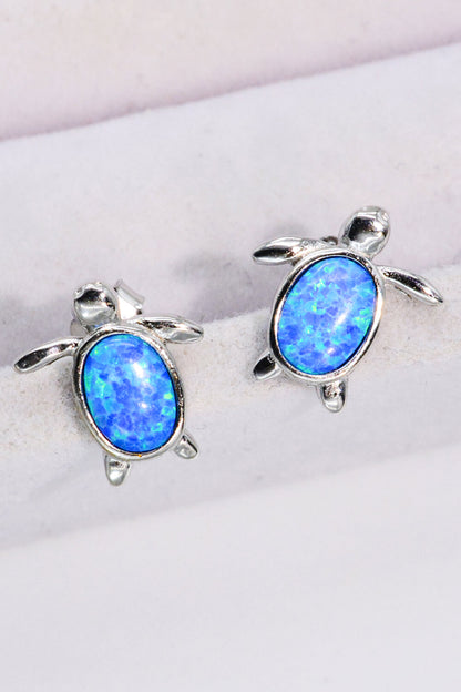 Opal Turtle Stud Earrings-Teresa&#39;s Fashionista LLC