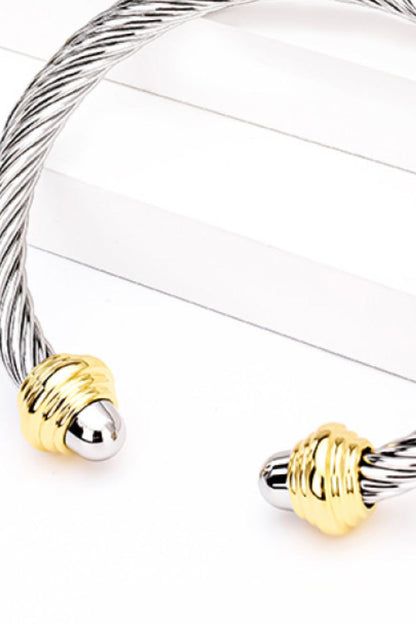 Stainless Steel Twisted Open Bracelet-Teresa&#39;s Fashionista LLC