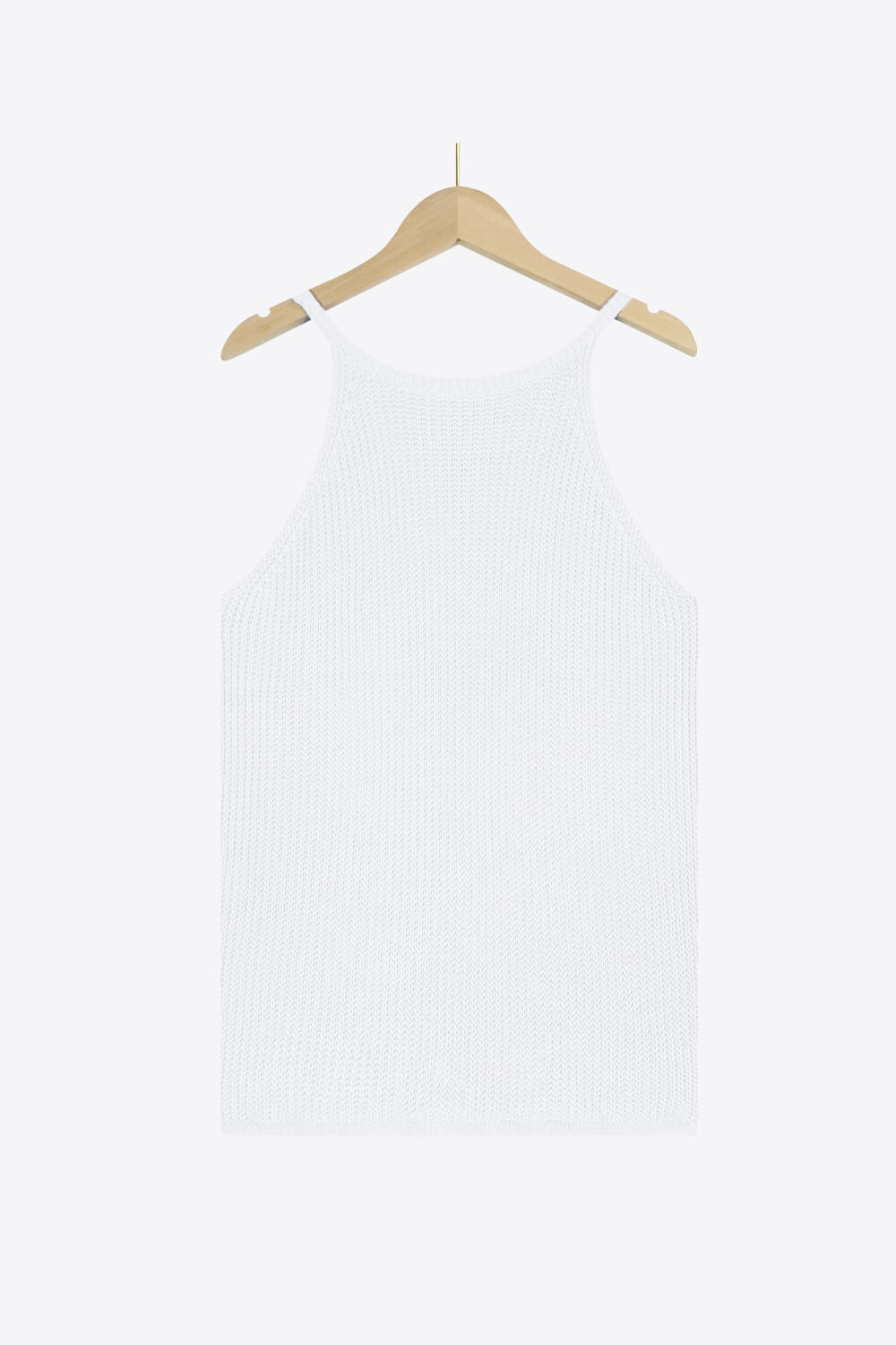 Openwork Grecian Neck Knit Tank Top-Teresa&#39;s Fashionista LLC