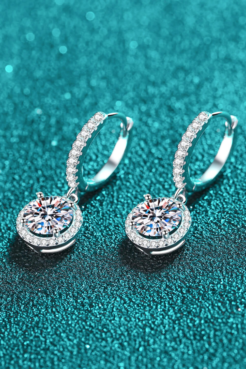 Moissanite Round-Shaped Drop Earrings-Teresa&#39;s Fashionista LLC