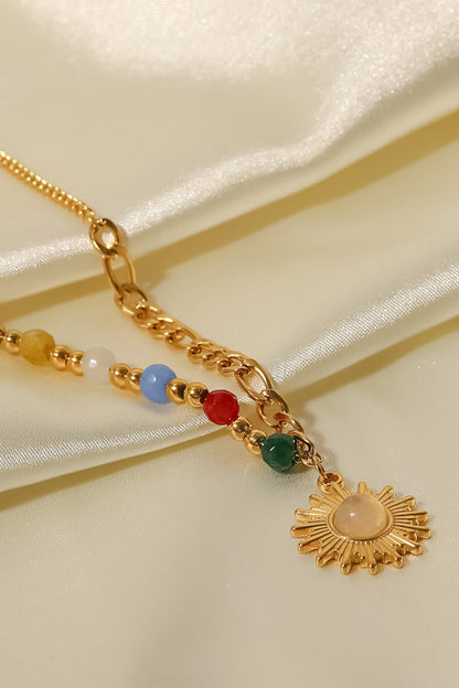 Opal Sun Shape Pendant Necklace-Teresa&#39;s Fashionista LLC