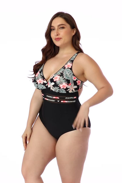 Floral Cutout Tie-Back One-Piece Swimsuit-Teresa&#39;s Fashionista LLC